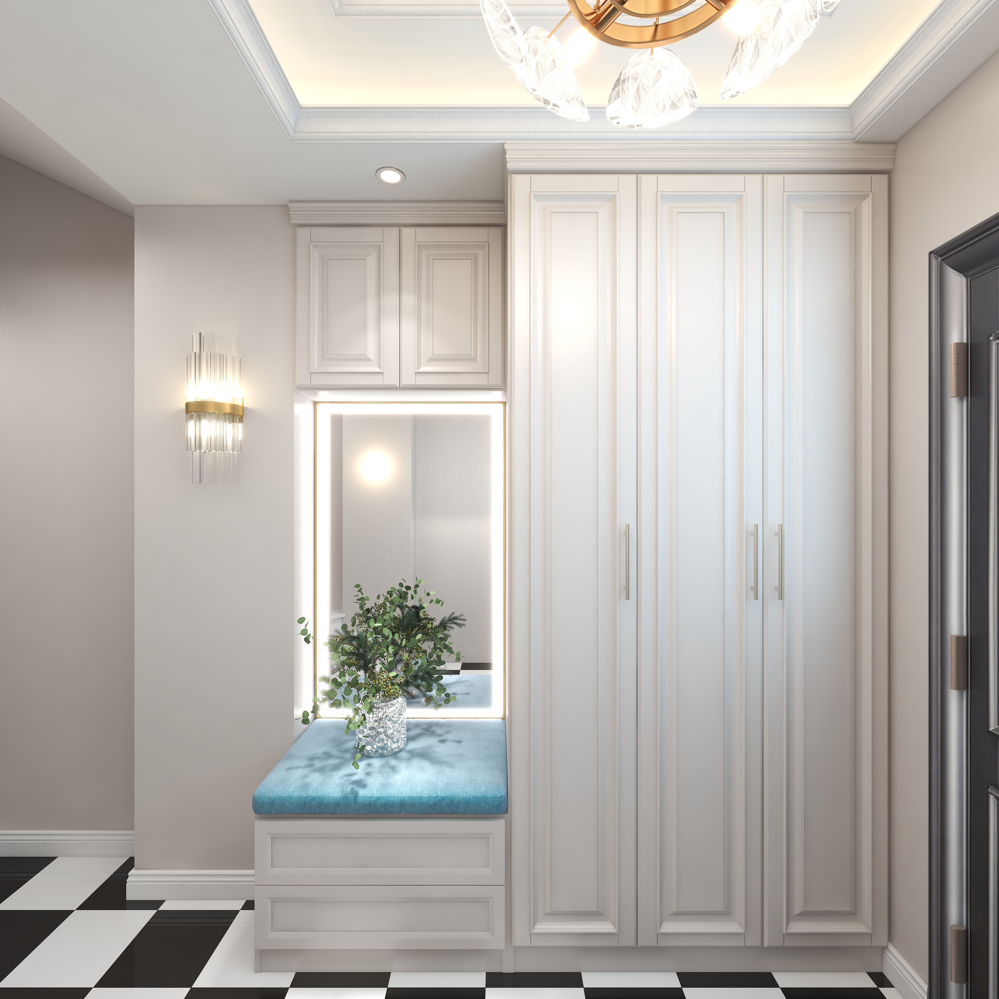 陈辉-300平方现代美式别墅地下第三层入户玄关装修效果图第5张