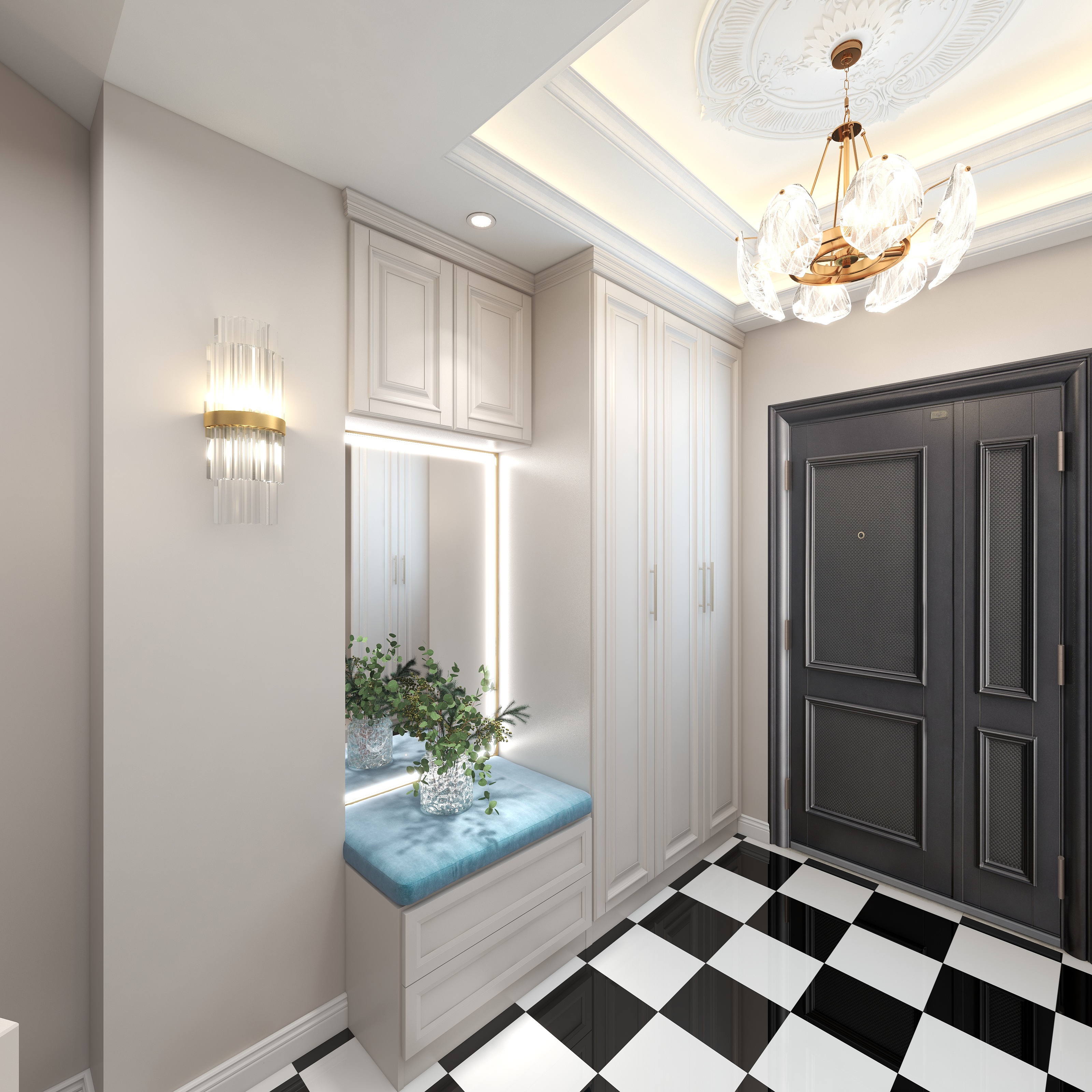 陈辉-300平方现代美式别墅地下第三层入户玄关装修效果图第2张