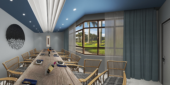 青岛墨尚空间设计-齐都印象餐饮二楼大厅方案-装修设计方案