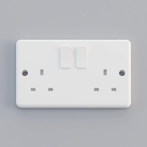 UK Double Wall Socket 3D Model