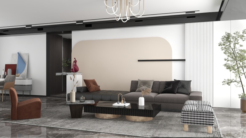 Modern Minimalist Living Room with Elegant Grays