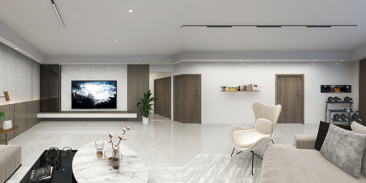 定制设计-小蓝-现代新中式私宅二层-装修设计方案