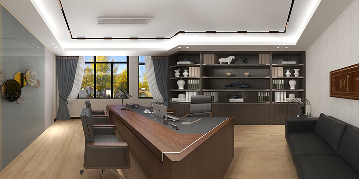 设计师梁陶平-总经理办公室.dwg-装修设计方案