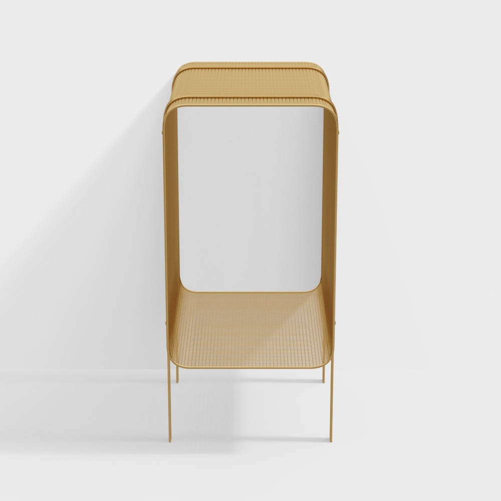 Porte-revues rectangulaire moderne en métal doré de 550 mm avec rangement ouvert pour salon et bureau