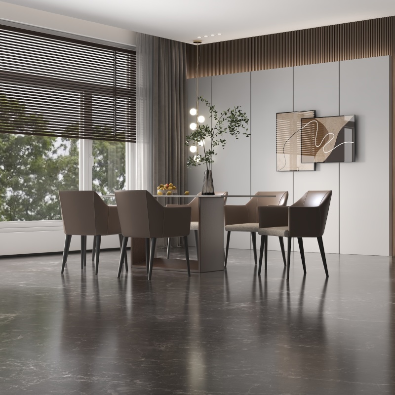 Modern Minimalist Dining Room with Brown Touches