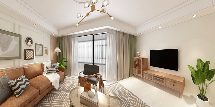 哈曼妮设计工作室-89平复古轻法式混搭风雅居设计-装修设计方案