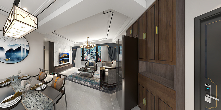 横竖设计-信达金地蓝庭137新中式2-装修设计方案