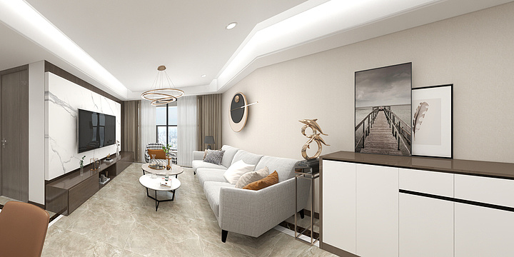 效果图DLS-文华府105㎡-现代-2022.1.18-装修设计方案