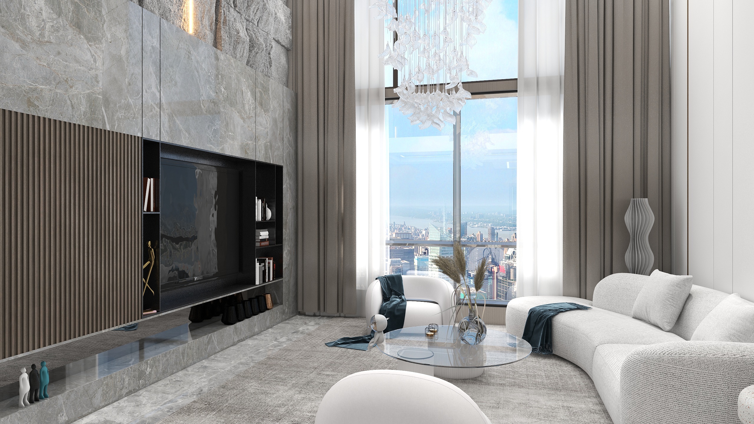 AZRZ-2层别墅户型现代轻奢装修效果图