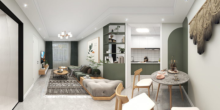 A科冠装饰 智能家居17023436999-帝景豪园62²北欧效果图-装修设计方案