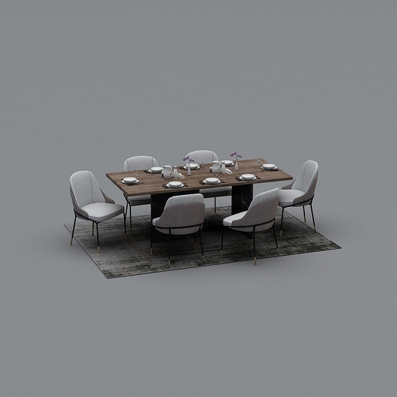 Black Dinner Table 3D Model for Elegant Dining Spaces