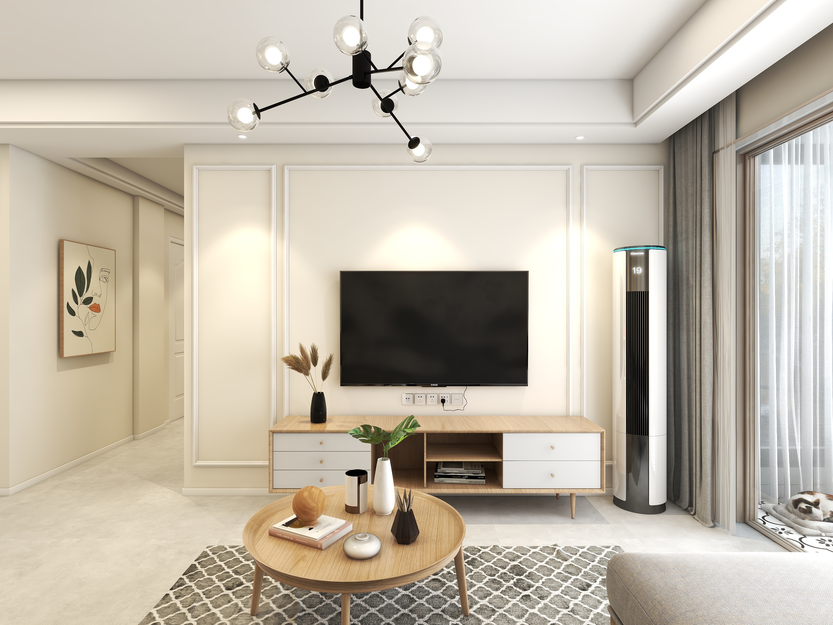 谷雨小虫-83.00㎡3室2厅北欧风格装修效果图