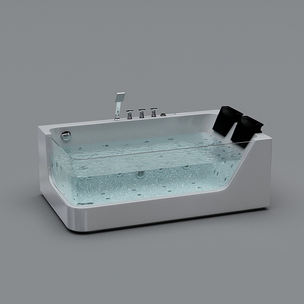 71" Acrylic LED Whirlpool & Water Massage Bathtub Decoration Transparent in White