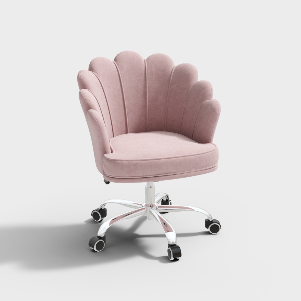 Silla de oficina giratoria moderna rosa de terciopelo tapizada silla de trabajo ajustable altura