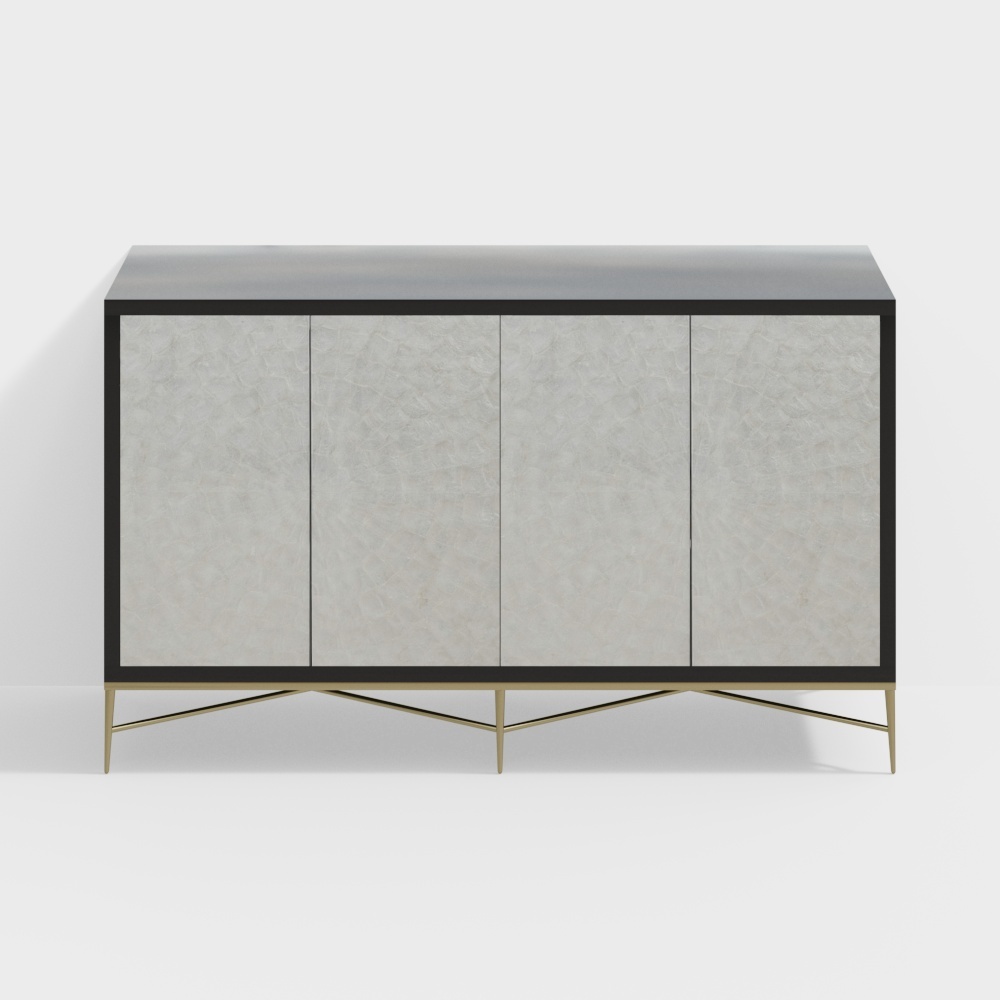 59 „Modernes Sideboard Buffet White Natural Shell Oberfläche mit Türen & Schubladen & Regalen