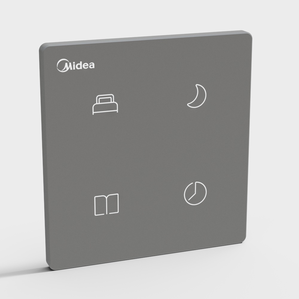 美的-卧室场景面板 Zigbee 3.0 古鼎灰-D3ZCJ-W 3D模型