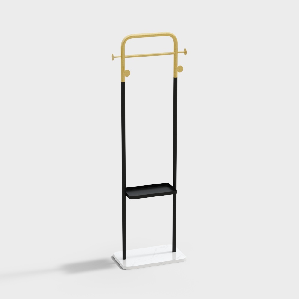 66" Modern Freestanding Rail Cloth Rack with Marble Base