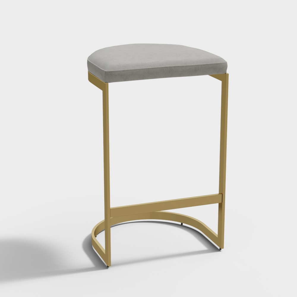 Modern PU Leather Grey Counter Height Bar Stool Home Counter Stool with Gold Frame