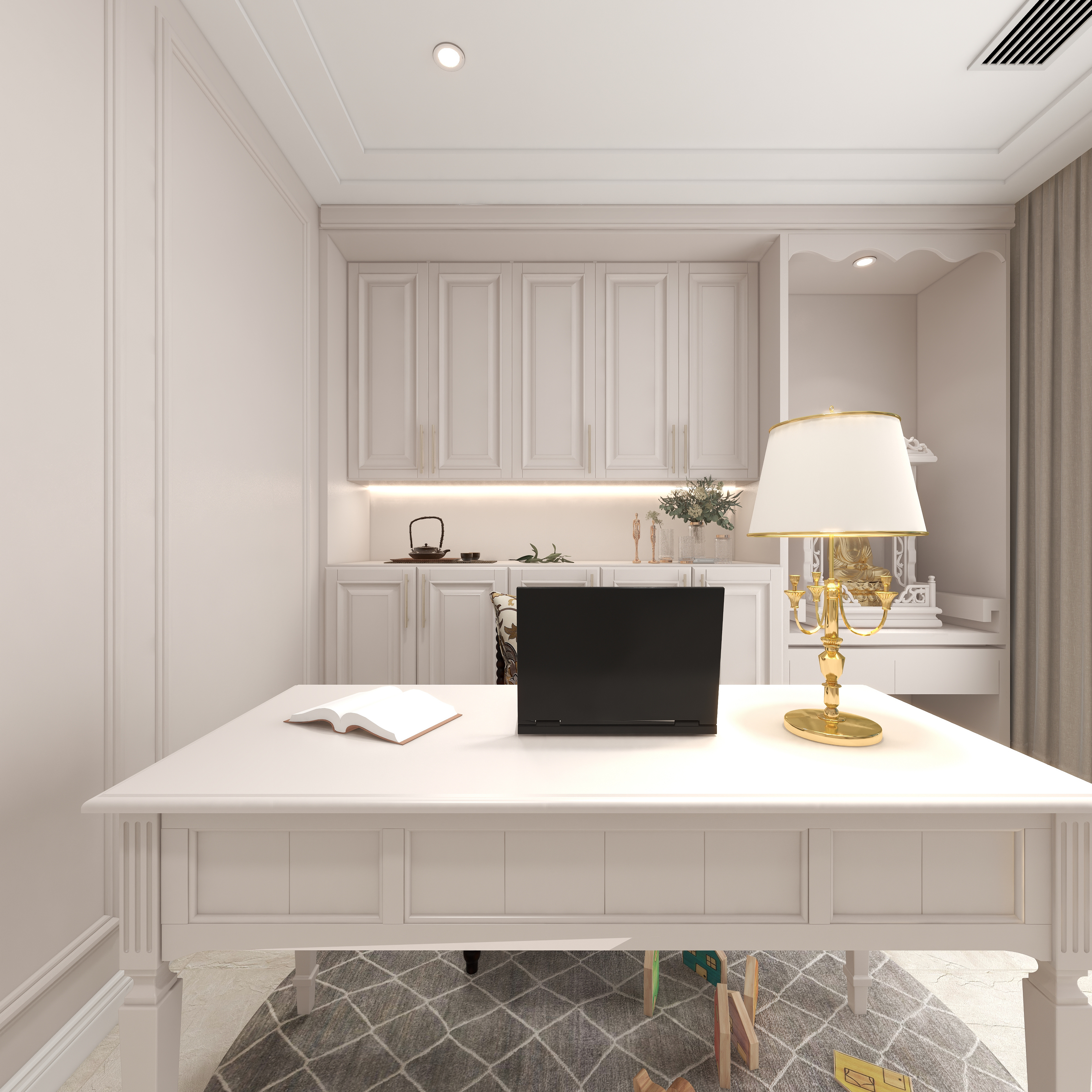 陈辉-300平方现代美式别墅三层书房装修效果图第5张