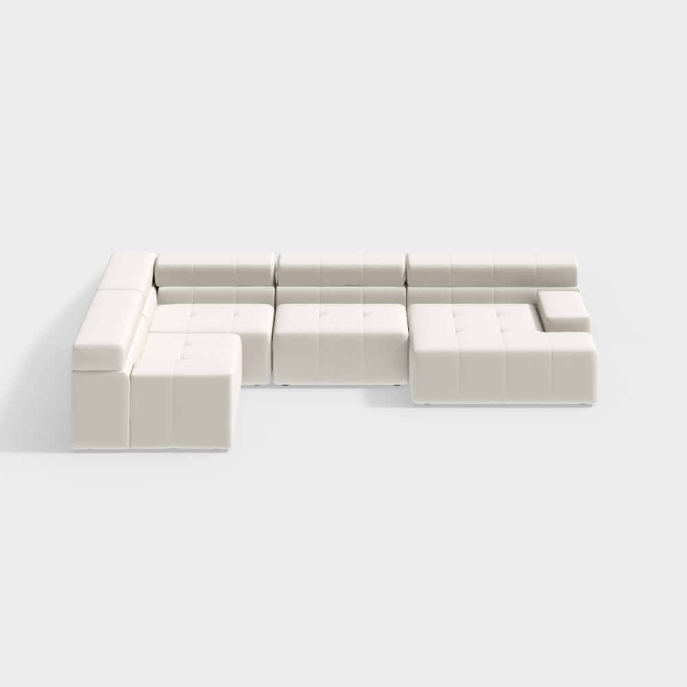 3380mm L-Shaped Modern Off White Velvet Modular Sectional Sofa with Chaise
