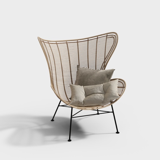 Scandinavian Outdoor Lounge Chair,Brown+Wood color