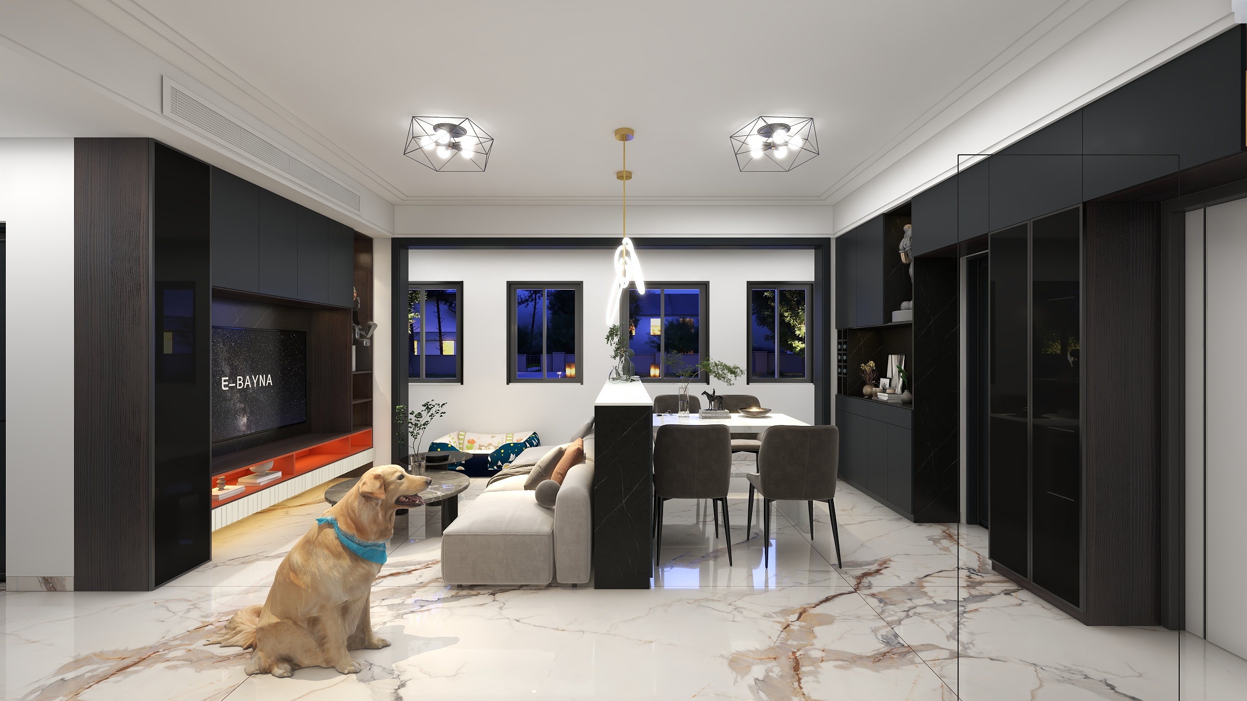 筑空间装饰设计公司宁阳站-瑞和园89.50㎡B户型3室2厅1卫 作业-装修设计方案