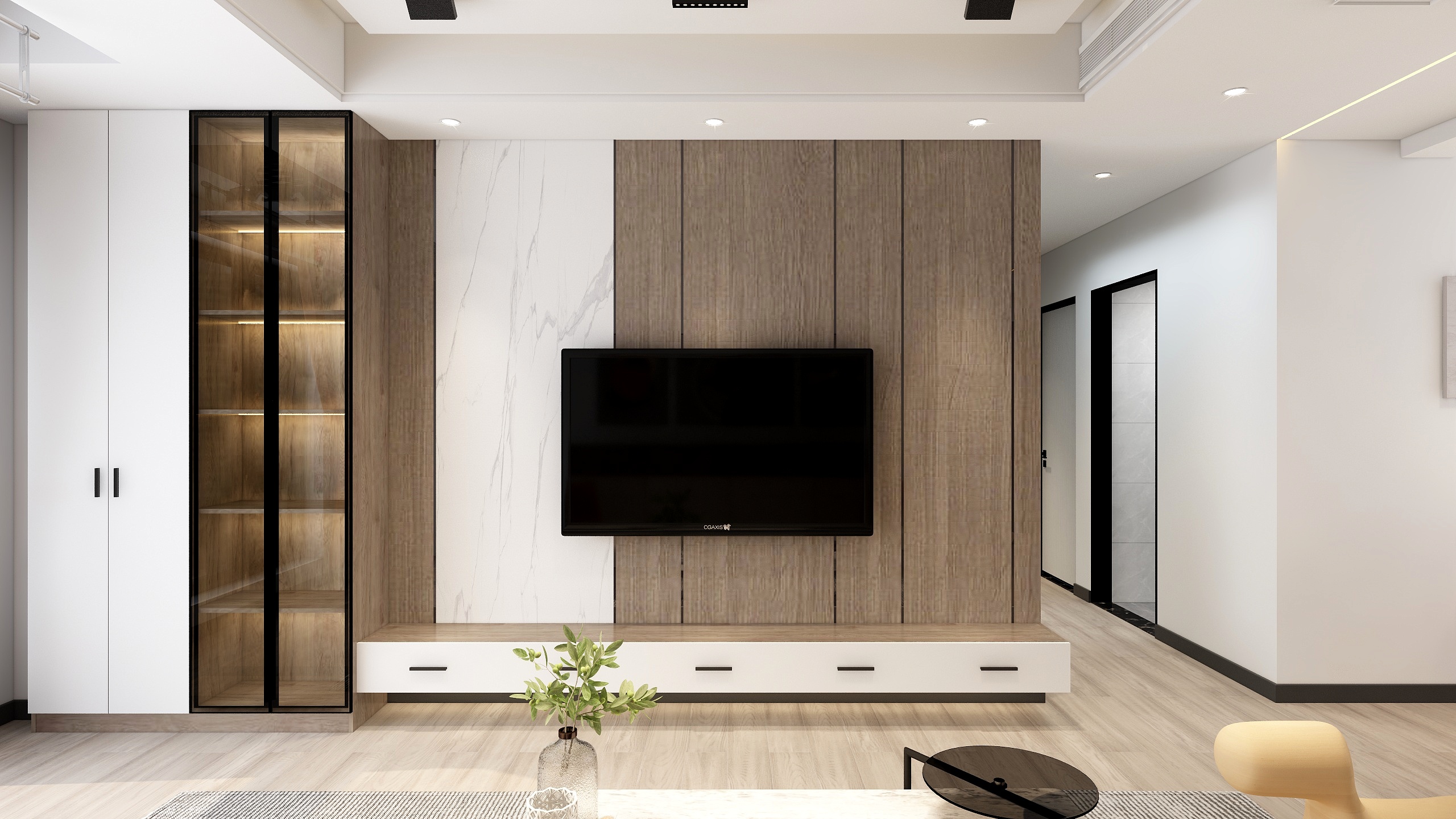 设计师如一-三室两厅108平现代无主灯设计装修效果图