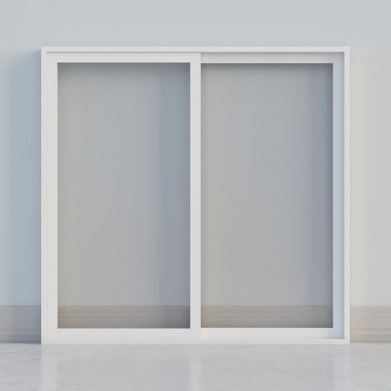 Modern Sliding Window 3D Model in Gray Finish