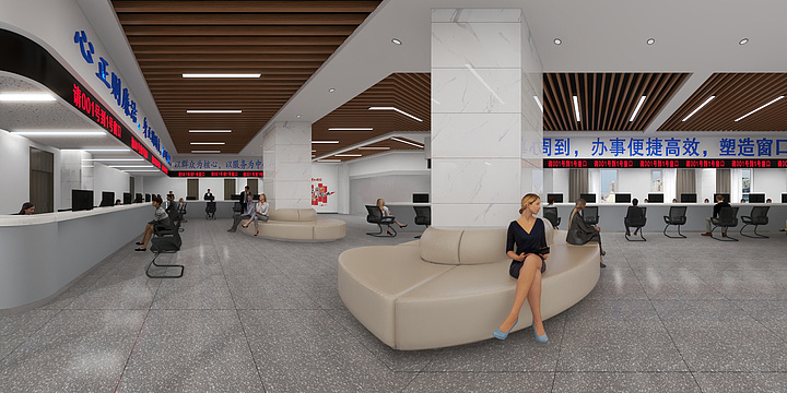 阿拉善盟建域建设工程有限公司-政务大厅平面图导出农商行版本-装修设计方案