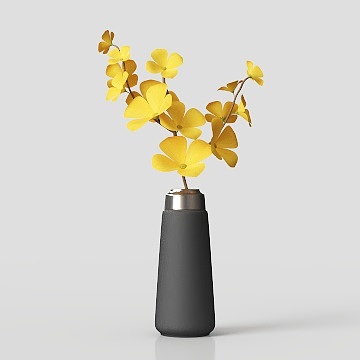 新中式花瓶-黄色花卉