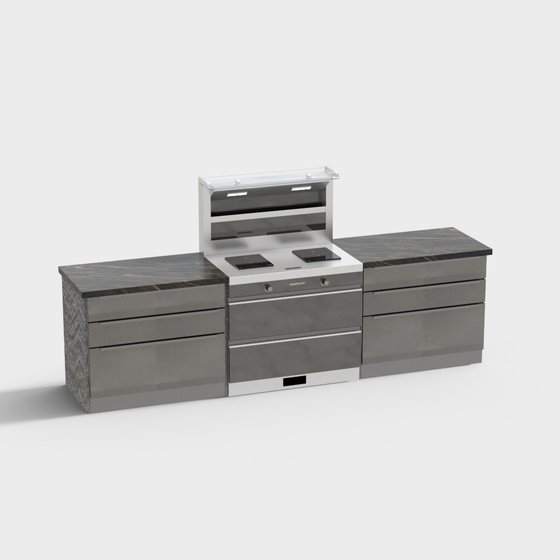 Integrated Stove 3D Model in Gray