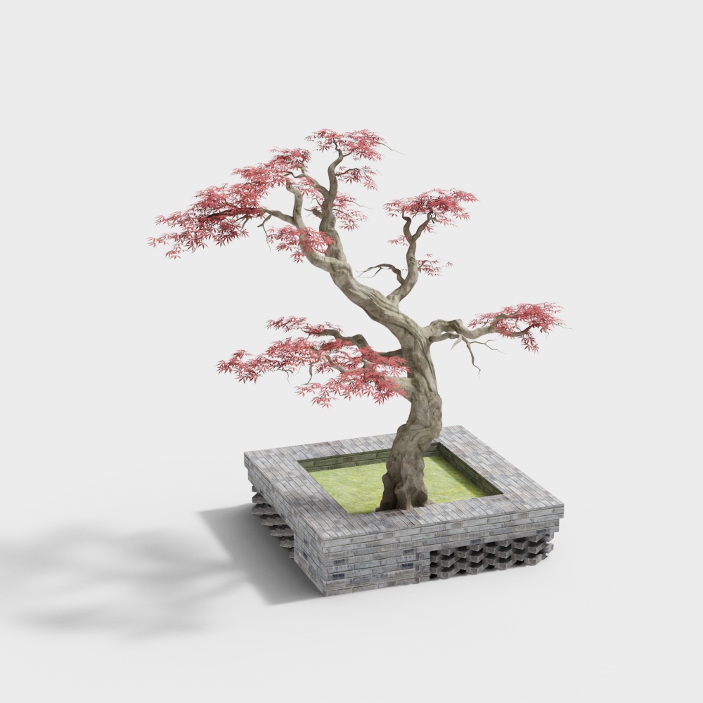 新中式园林景观小品-2-枫叶景观树