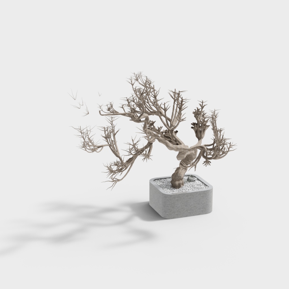 新中式庭院景观-6-枯树景观3D模型