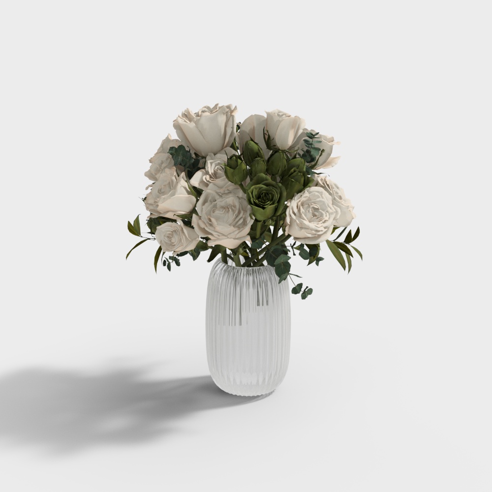 现代花瓶花艺摆件-白色花瓶