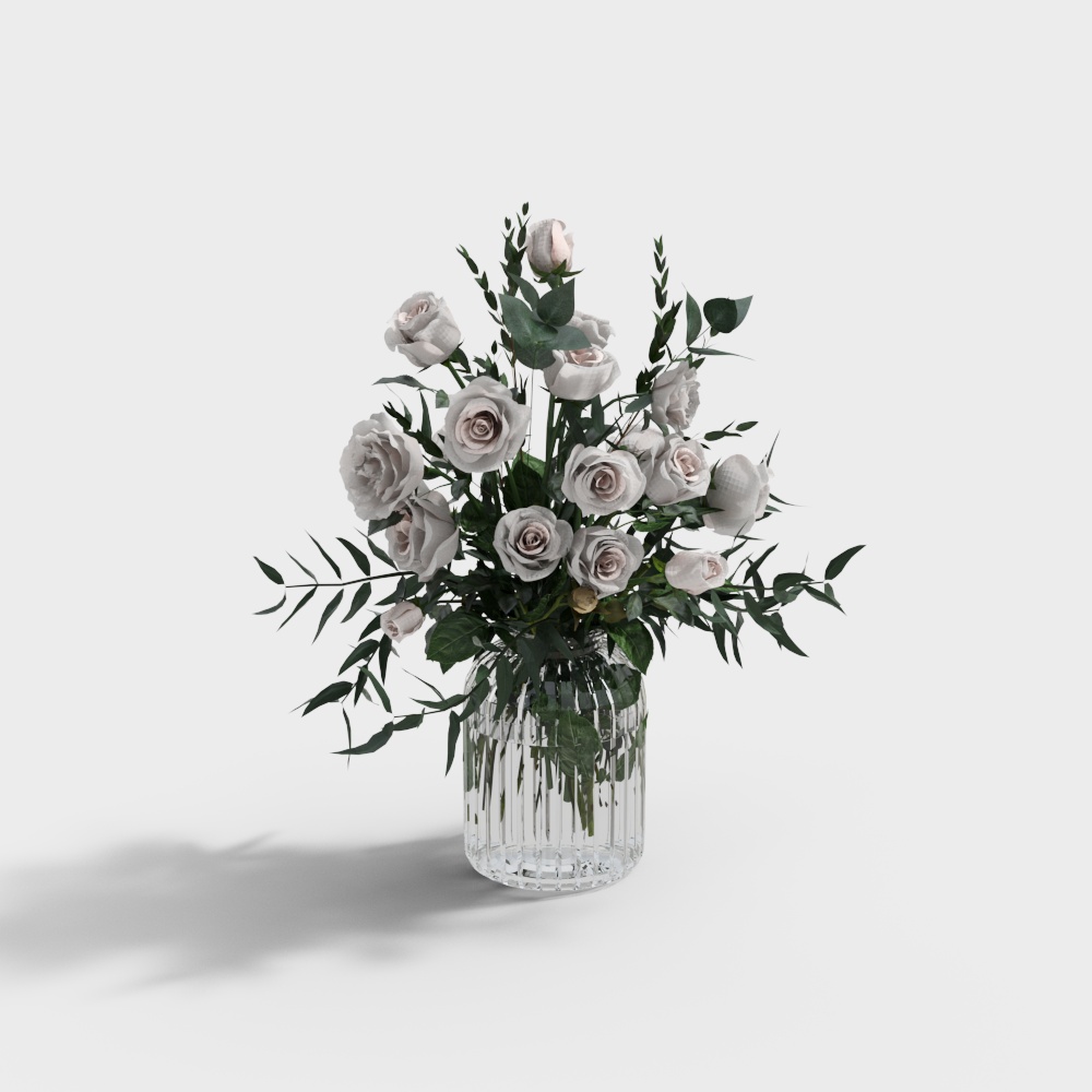 现代花艺花瓶-透明花瓶3D模型