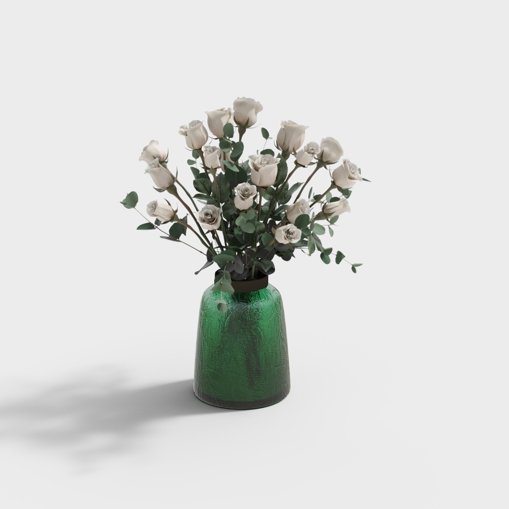 现代花瓶花艺摆件-白玫瑰
