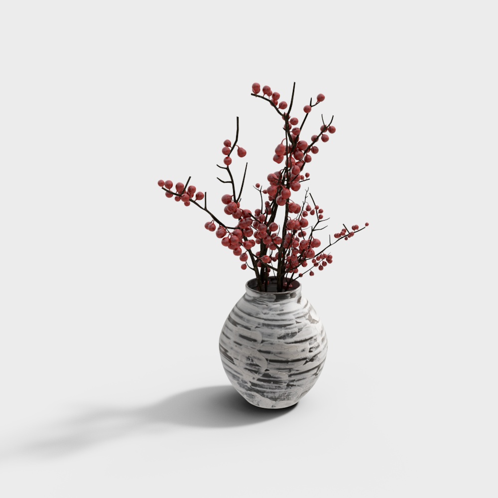 红色花瓶花卉