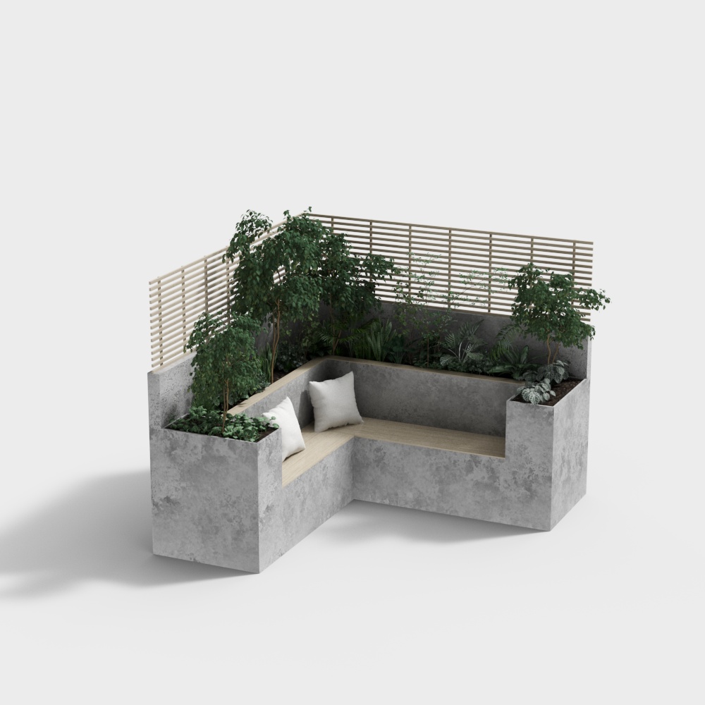 现代户外椅绿植花坛