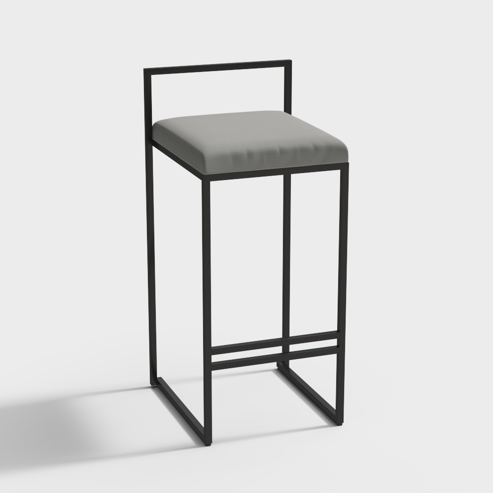Modern Grey Counter Height Bar Stool Set of 2 with Velvet Upholstery & Back & Footrest