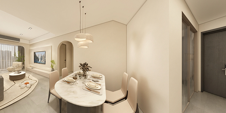 总公司--毕芳-重庆阳光未来悦-T4A户型-奶油风-100㎡-装修设计方案