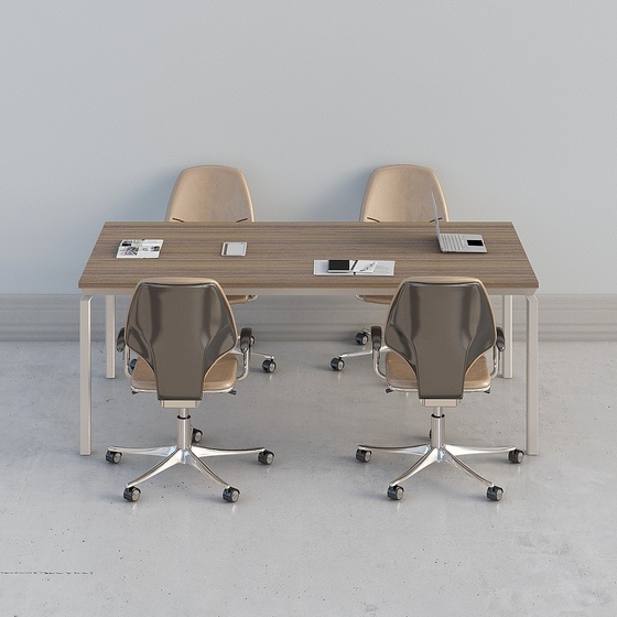 Elegant Conference Table 3D Model in Brown