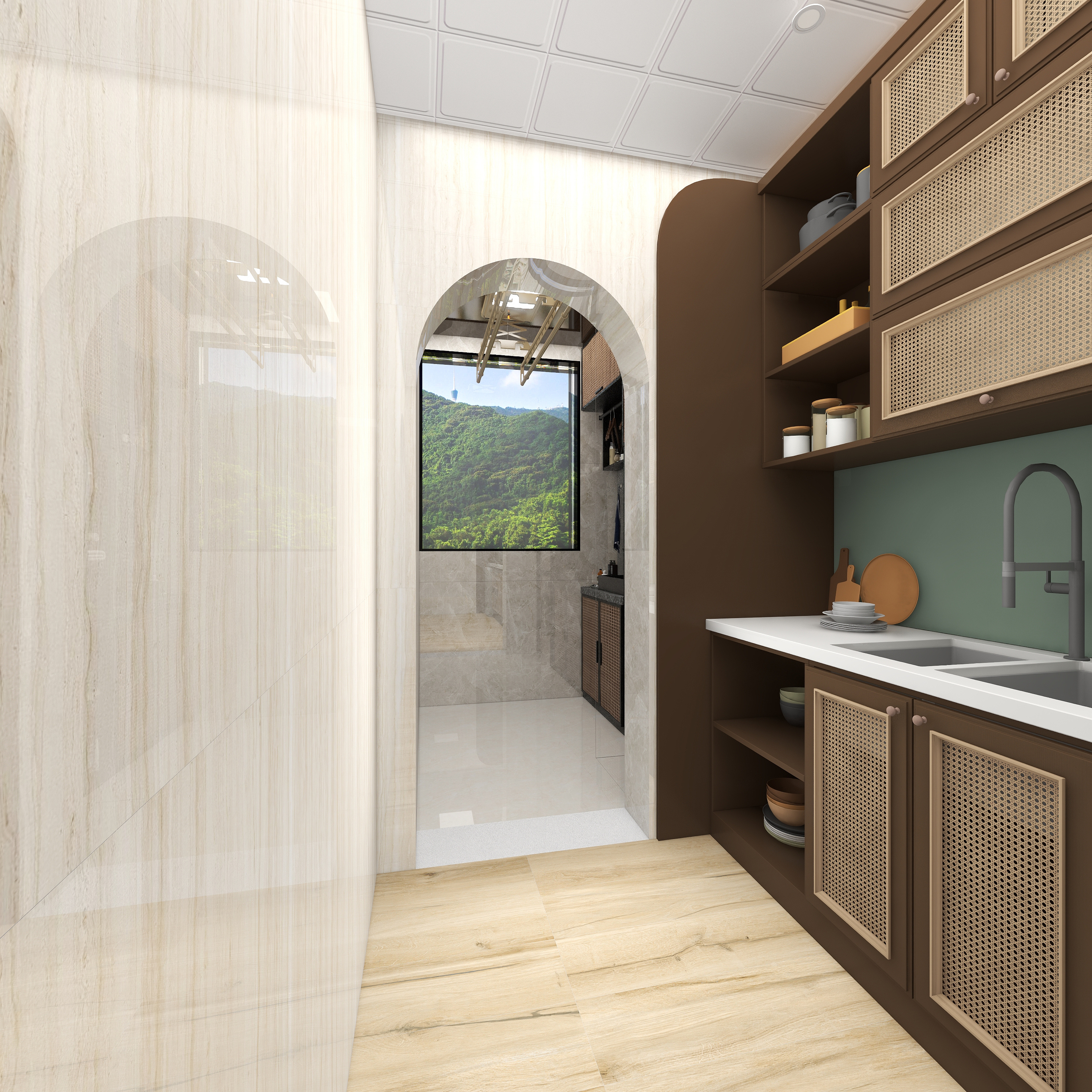 美宅玲子-美宅玲子 | 返璞归真侘寂风三居108平一层厨房装修效果图第3张