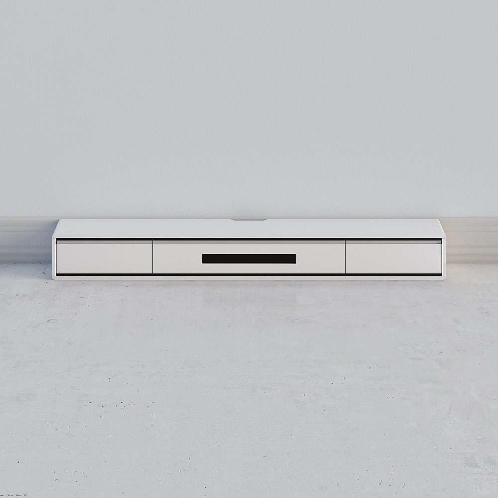 1800 mm weißer glatter TV-Ständer, postmoderne, minimalistische, schwimmende Medienkonsole mit Stauraum