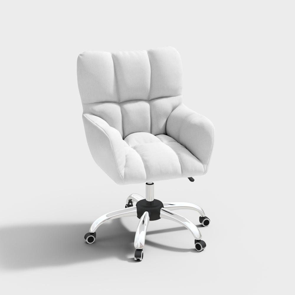 Chaise de bureau moderne blanche rembourrée en coton et lin, pivotante,  réglable en hauteur