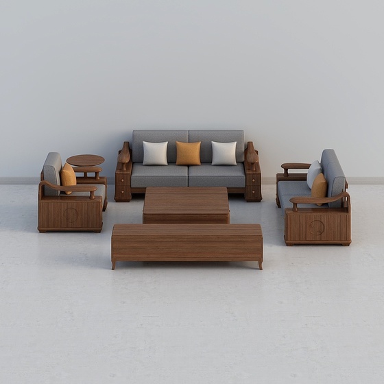 Modern Chinese style solid wood simple series-No. 11 three-seat sofa-11#three (single seat, double seat, three-seat combination, one, two and three) combination