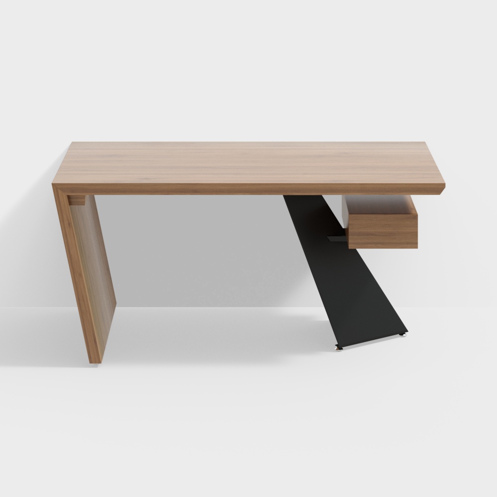 Rustikaler Schreibtisch aus Holz im Used-Look, 1600 mm, mit Schublade, Schwarz