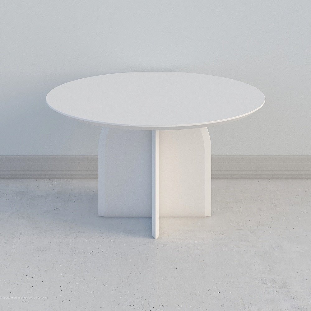 1350mm Modern Round Dining Table for 6 White Solid Wood Tabletop Pedestal Base
