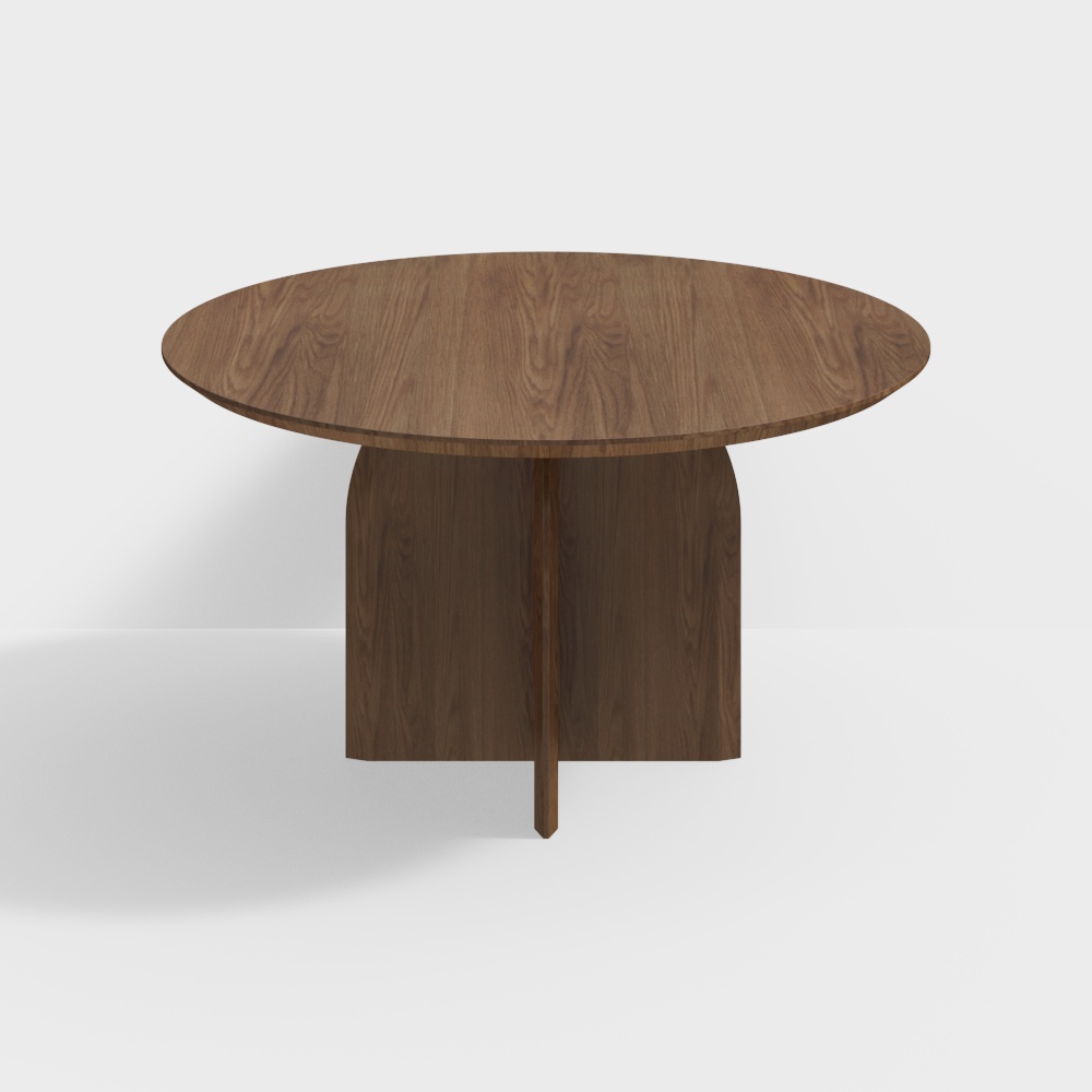 135 cm Massivholz Nussbaum Moderner Runder Esstisch für 6 Personen Tischplatte Sockel
