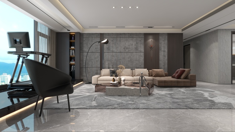 Modern Gray Living Room Interior Design