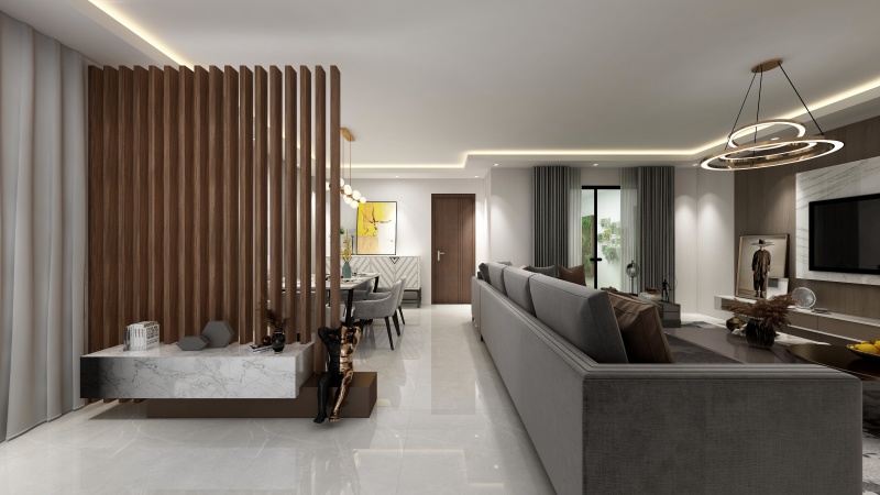 Modern Minimalist Living Room with Gray Tone